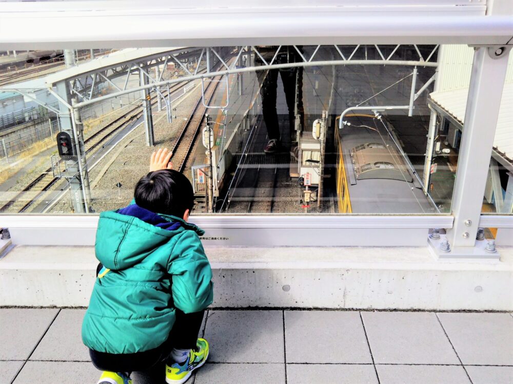 ダイヤゲート池袋｜ダイヤデッキから見える西武池袋駅に到着する電車