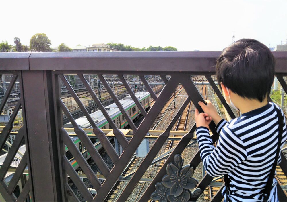 【トレインミュージアム】下御隠殿橋から電車を眺める子供