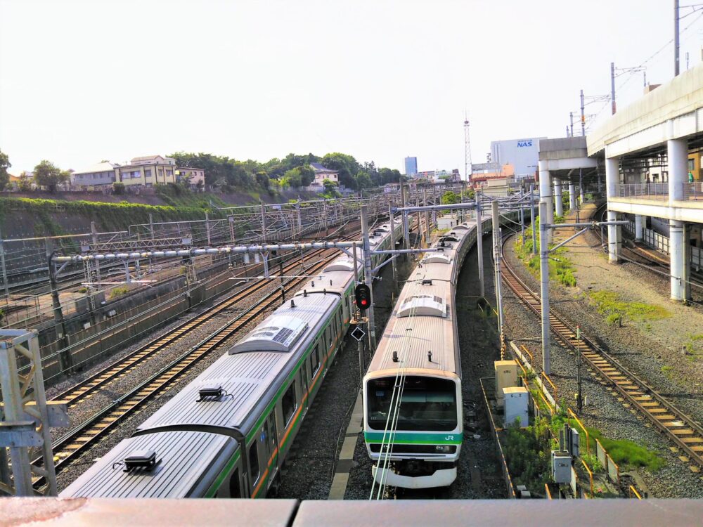 【トレインミュージアム】下御隠殿橋で見える常磐線と上野東京ライン