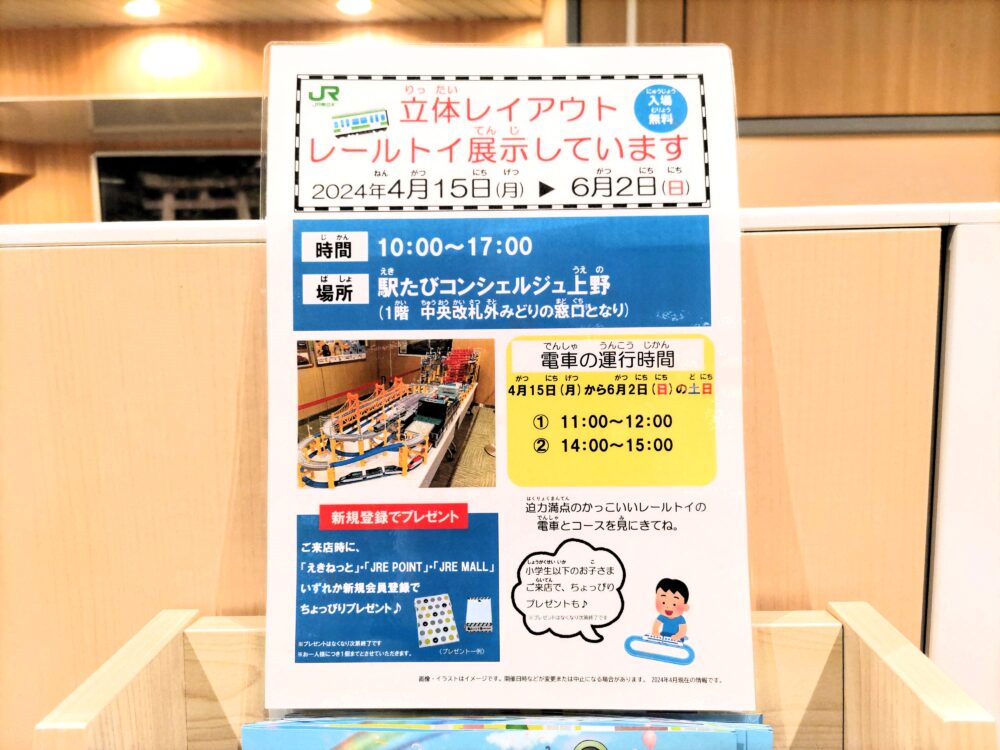 JR上野駅のプラレール展示イベント開催情報