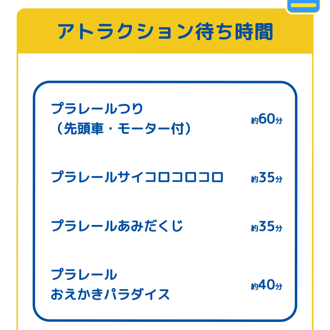 プラレール博【2025東京】アトラクションの待ち時間｜2025年4月27日14時17分現在