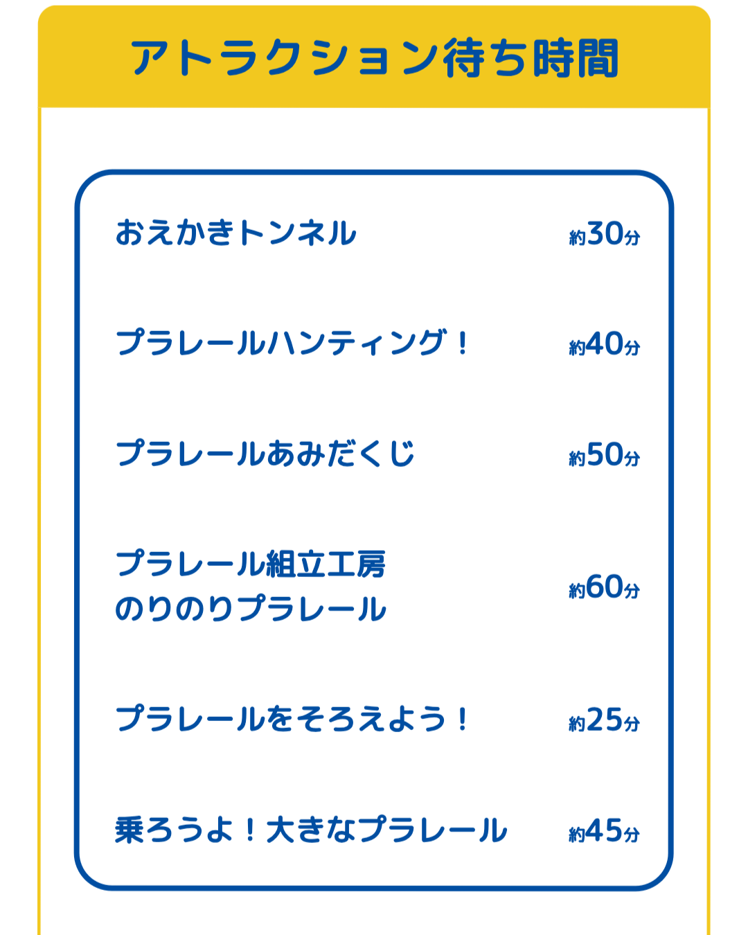 プラレール博【東京2026】アトラクションの待ち時間｜5月2日14時00分頃